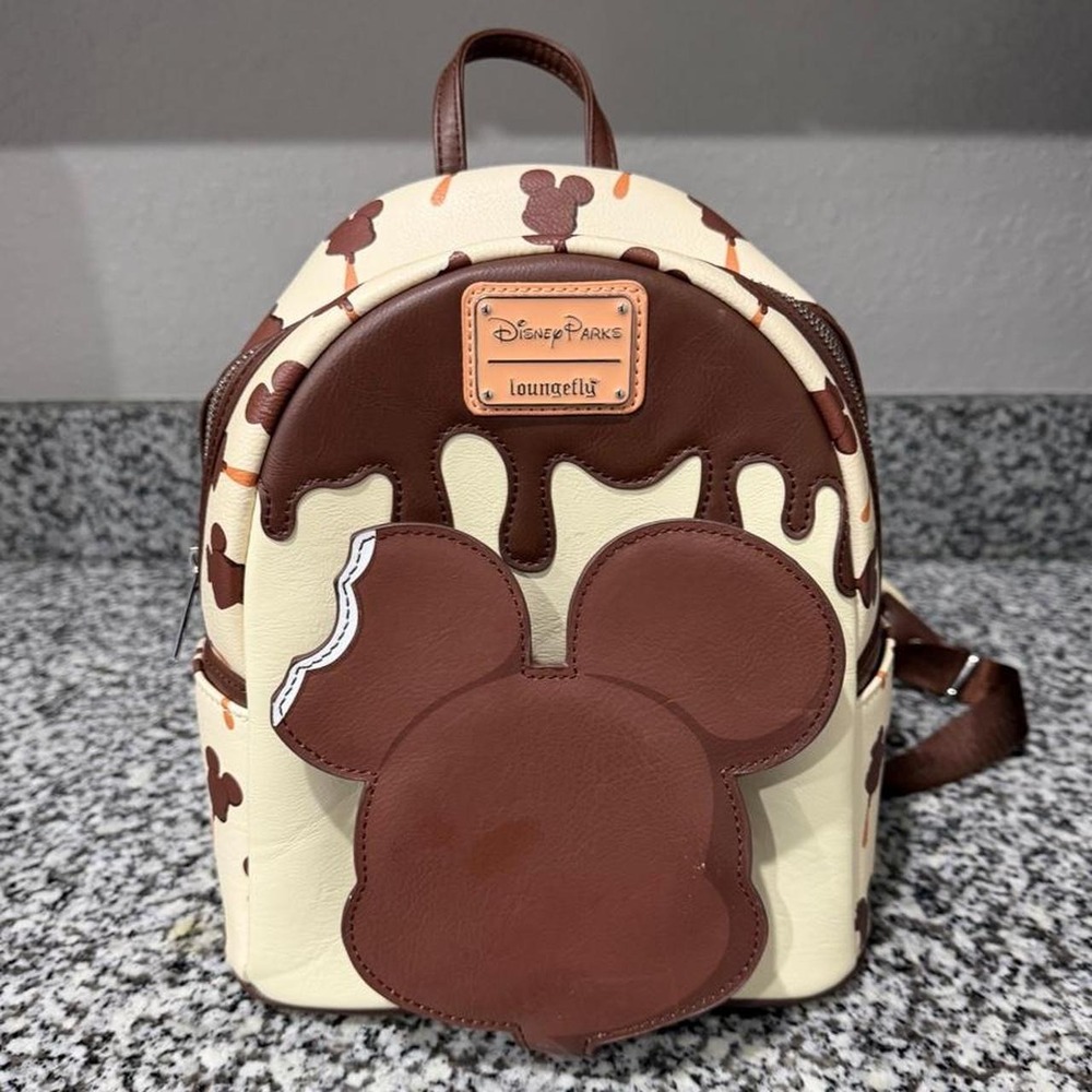 RARE Disney Parks Loungefly Mickey Mouse Ice Cream Bar Mini Backpack Brown Cream